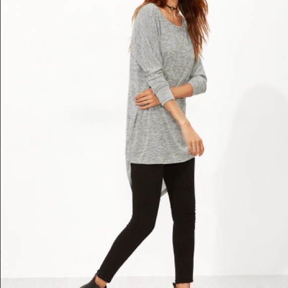 LAST! Grey Knit Bow Back High Low T-shirt💋 - Picture 5 of 5